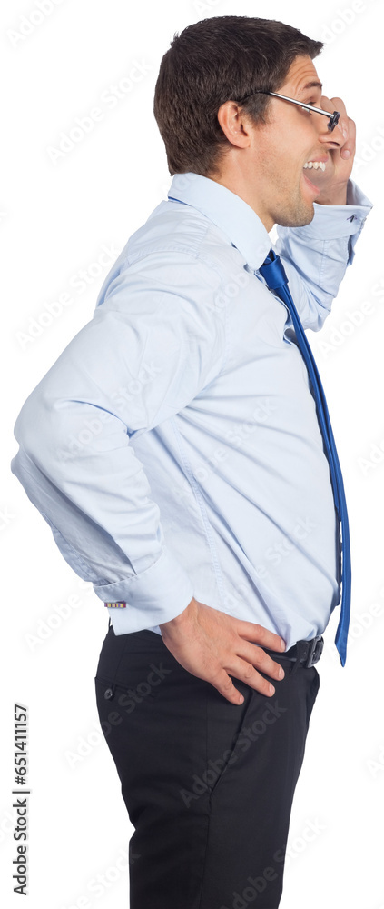 Digital png photo of happy caucasian businessman standing on transparent background Digital png photo of happy caucasian businessman standing on transparent background
