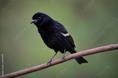 blackbird on a branch with cinematic light generated from ai