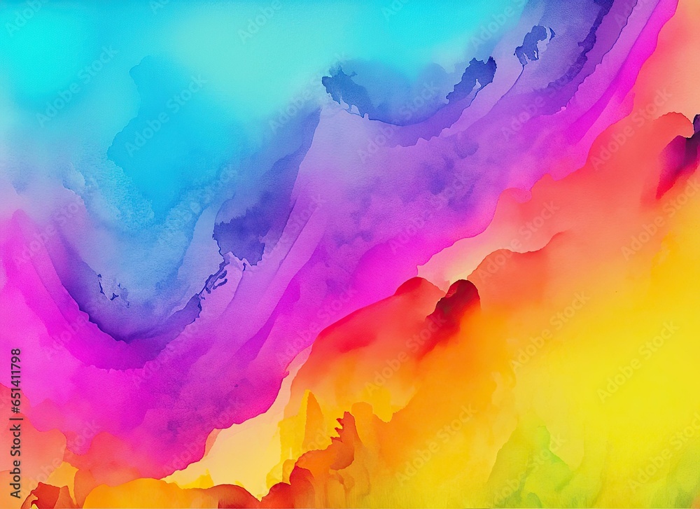 The illustration of Colorful gradient painted with watercolors, AI contents by firefly