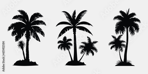 Palm tree silhouettes, palm tree summer logo template,