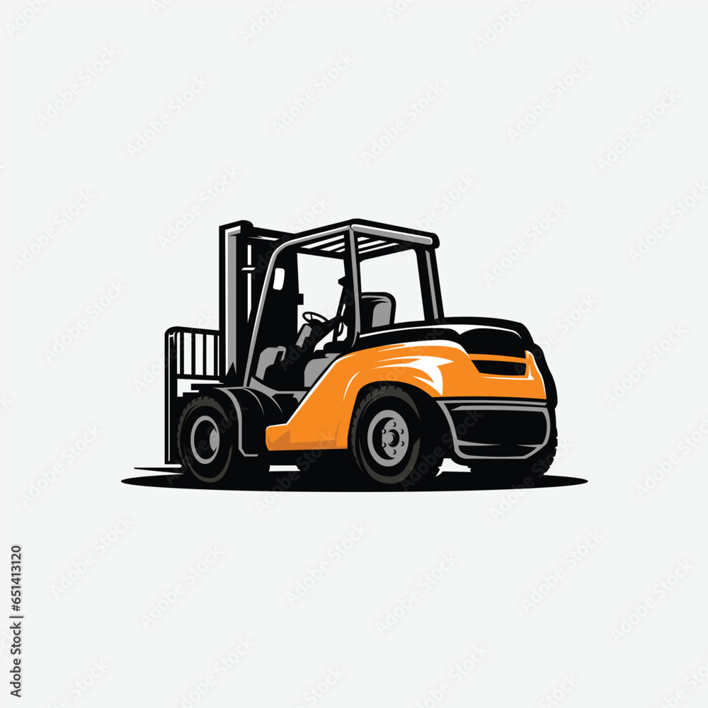 Fototapeta premium Fork lift in color vector art isolated. Best for Industrial Realated Design Asset