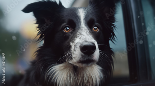 The unforgettable adventure of an adorable Border Collie traveling by car. © Belen DC