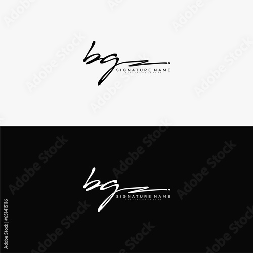 premium BG letter signature logo in handwriting art style monogram vector illustration template