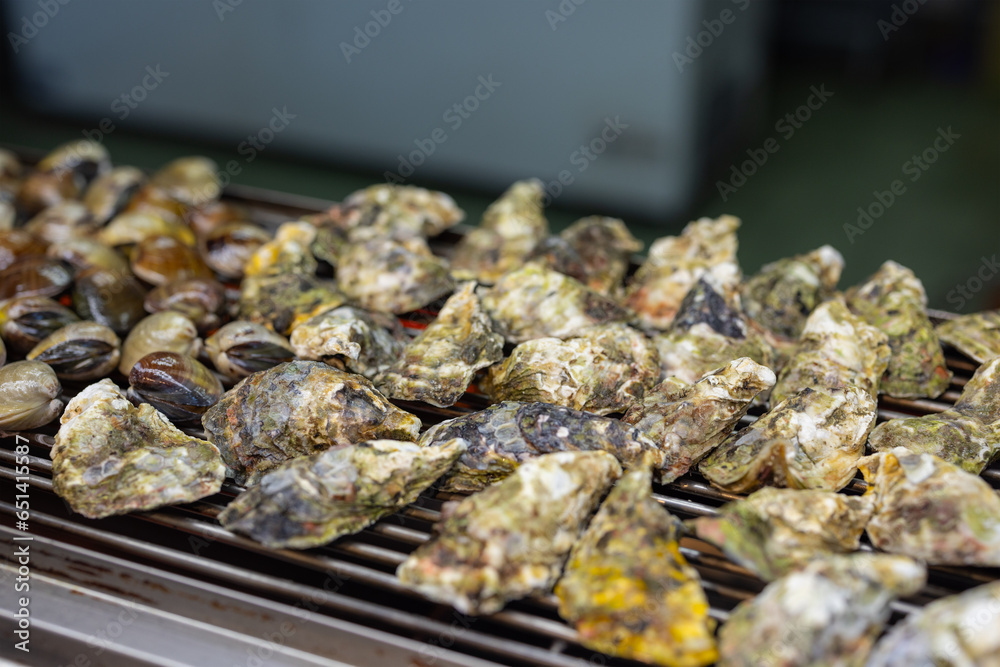 Grill oyster and clam in the street market