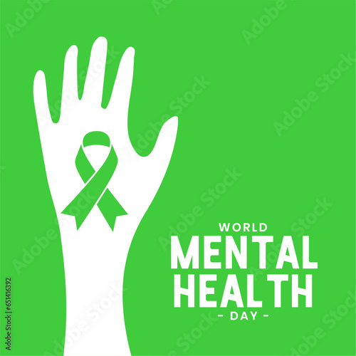 world mental health day green background with human hand design