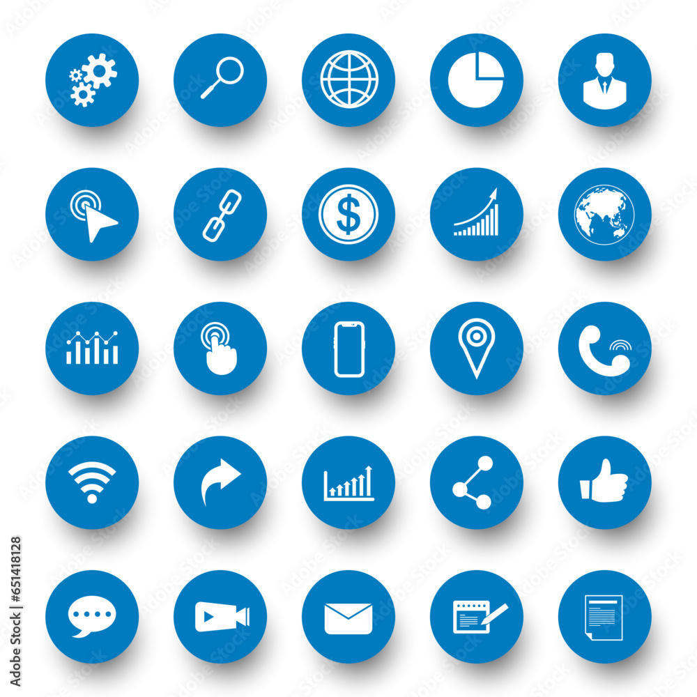 web and social media business icon set isolated on white background web and social media business icon set isolated on white background