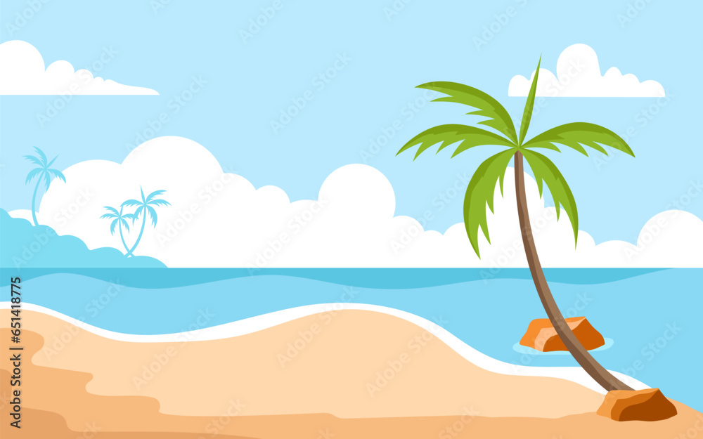 landscape summer tropical beach background illustration 