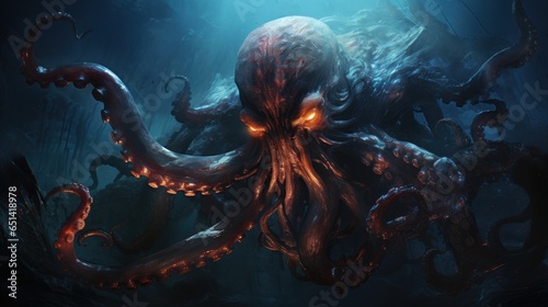 octopus swims underwater