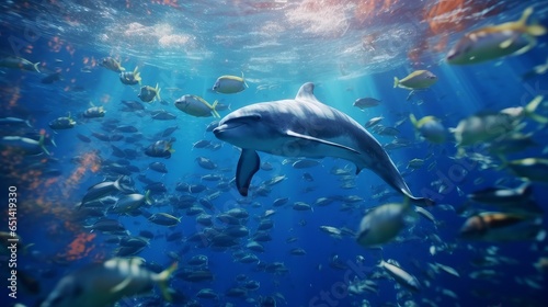 dolphin swims underwater © Aliaksei