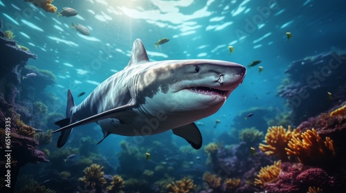 shark underwater swims © Aliaksei