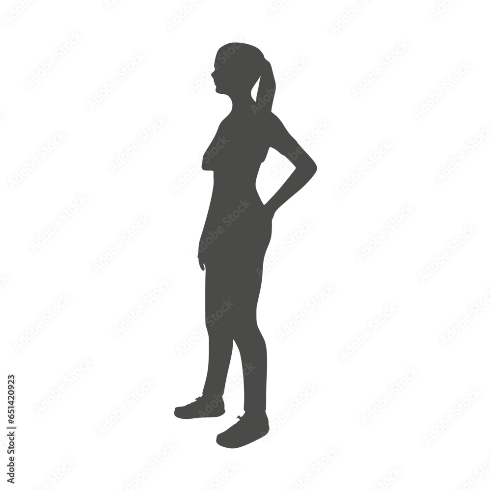 Standing woman. Sport girl illustration. Young woman silhouette.