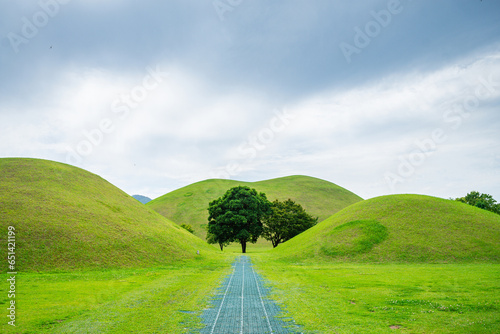 views of famous Cheonmachong park in gyeongju, south korea photo