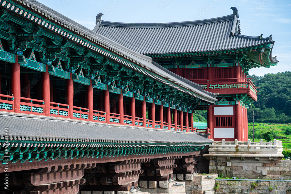 views of Woljeonggyo wooden bridge in gyoengju, south korea views of Woljeonggyo wooden bridge in gyoengju, south korea