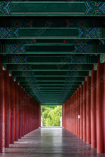 views of Woljeonggyo wooden bridge in gyoengju, south korea photo