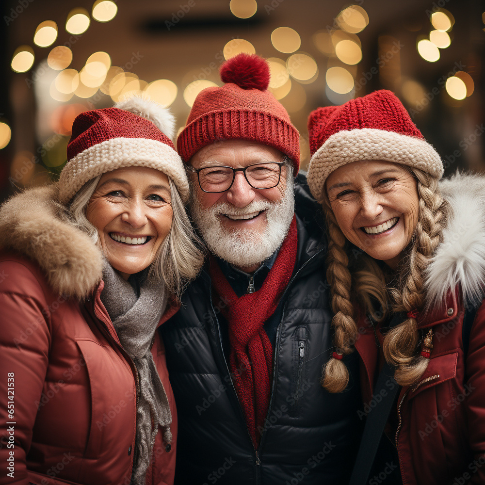 Portrait of elderly people enjoying Christmas time