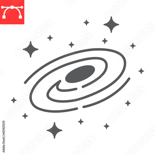Galaxy glyph icon, cosmos and milky way, black hole vector icon, vector graphics, editable stroke solid sign, eps 10.