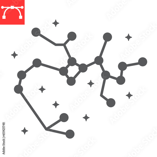 Constellation glyph icon, cosmos and astrology, sagittarius vector icon, vector graphics, editable stroke solid sign, eps 10.