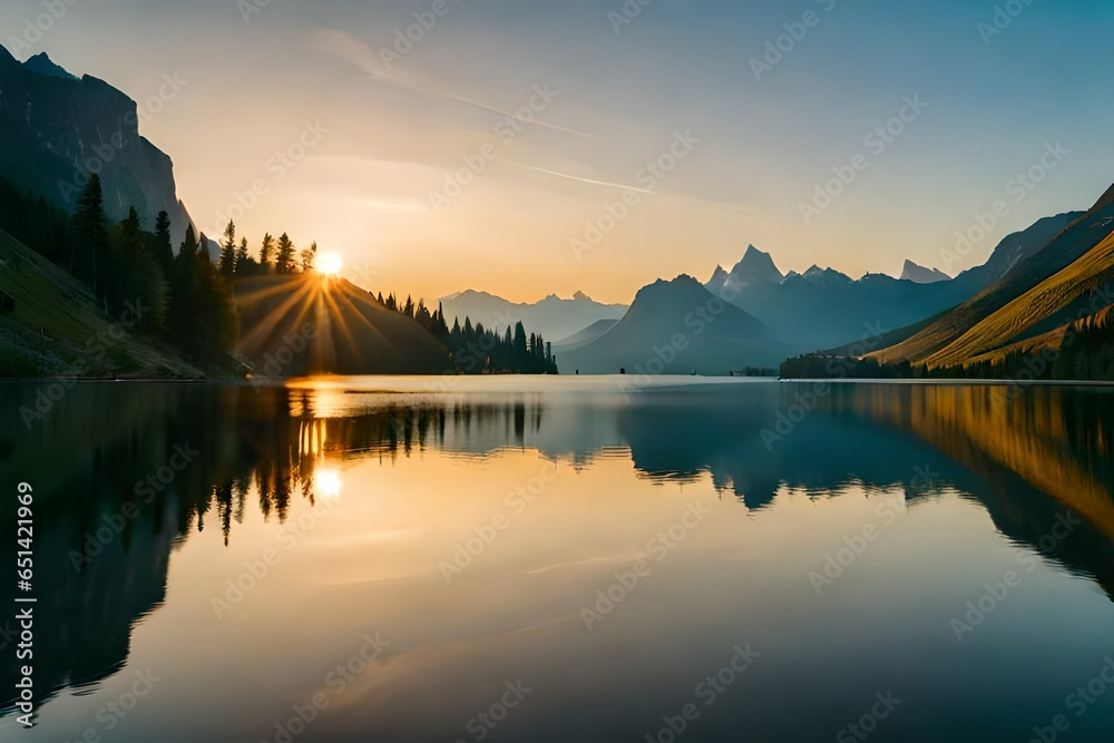 sunrise over lake