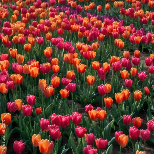 A field of tulips that sway in unison  creating mesmerizing waves of color and motion4