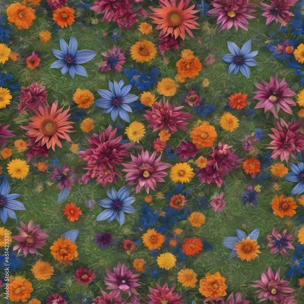 A meadow of flowers that bloom in synchronized patterns, creating intricate, ever-changing mandalas on the ground1 A meadow of flowers that bloom in synchronized patterns, creating intricate, ever-changing mandalas on the ground1
