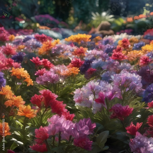 A garden of crystal-clear, diamond-shaped flowers that refract sunlight into a dazzling tapestry of colors1 photo