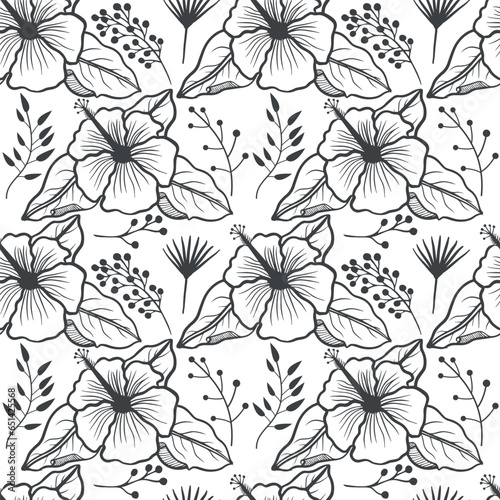 Floral seamless pattern. simple big blossom