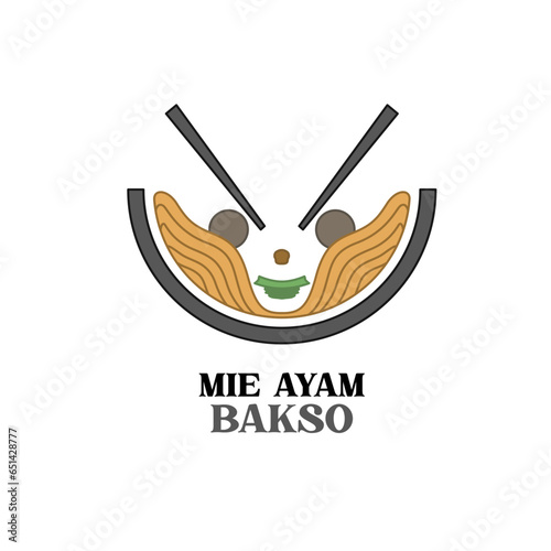 simple chicken meatball noodle logo vector. mie ayam bakso