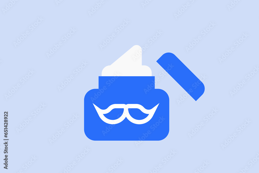Geometric mustache cream illustration in flat style design. Vector illustration. Duotone blue flat icon. Geometric mustache cream illustration in flat style design. Vector illustration. Duotone blue flat icon.