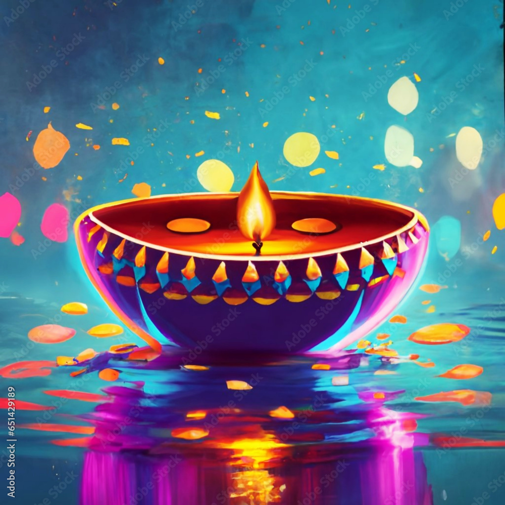 an image with a diya and a grand rangoli at a temple during Diwali festival an image with a diya and a grand rangoli at a temple during Diwali festival