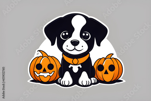 A cute Halloween Puppy. Generative AI