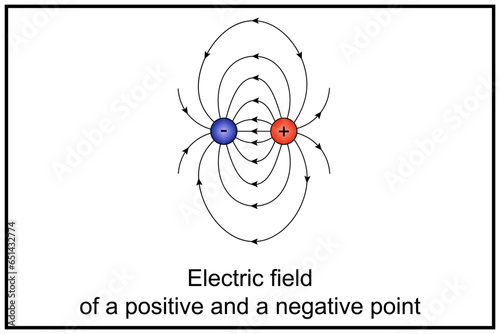 Electric field of positive and negative point.  Electric field lines always point from positive charges and toward negative charges.