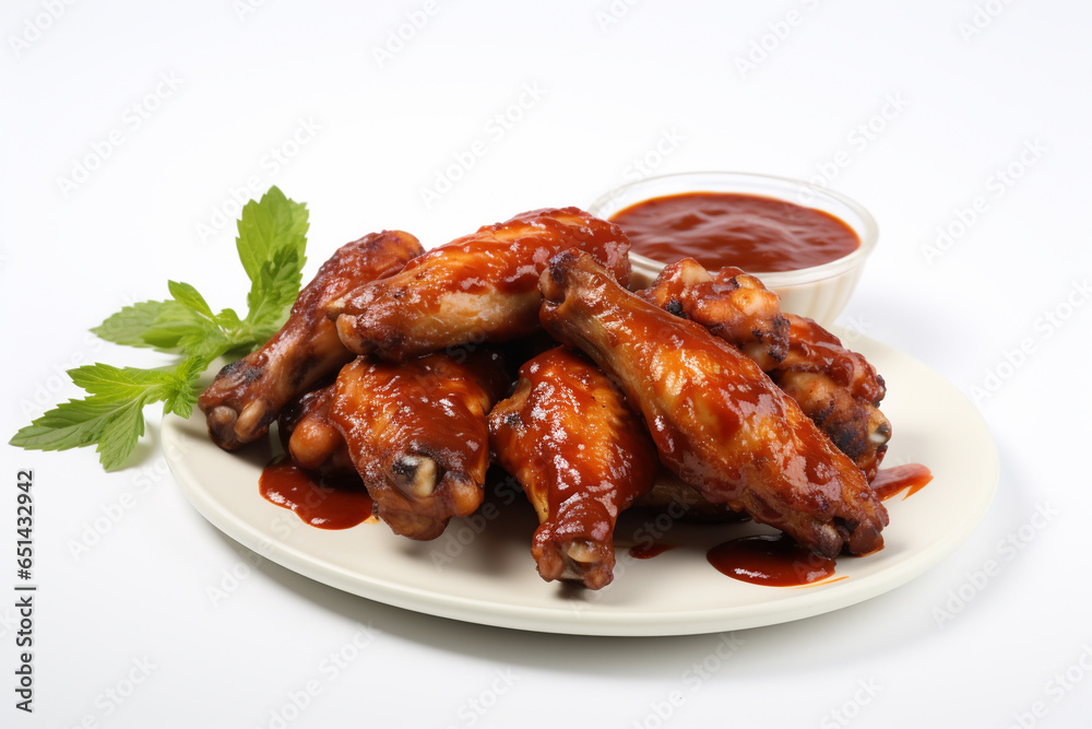 Grilled chicken wings with barbecue sauce on a neutral backgroundl