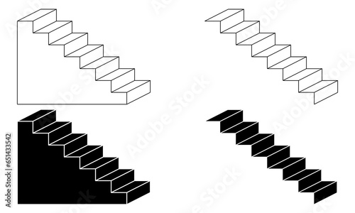 outline silhouette stair icon set isolate on white background