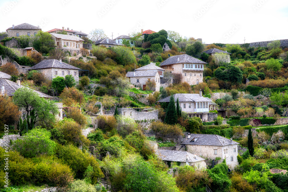 Houses in the Hillside in the Historical City of Pocitelj in Bosnia and Herzegovina