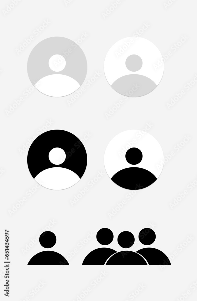Set of profile people icon black and white person icon set Set of profile people icon black and white person icon set