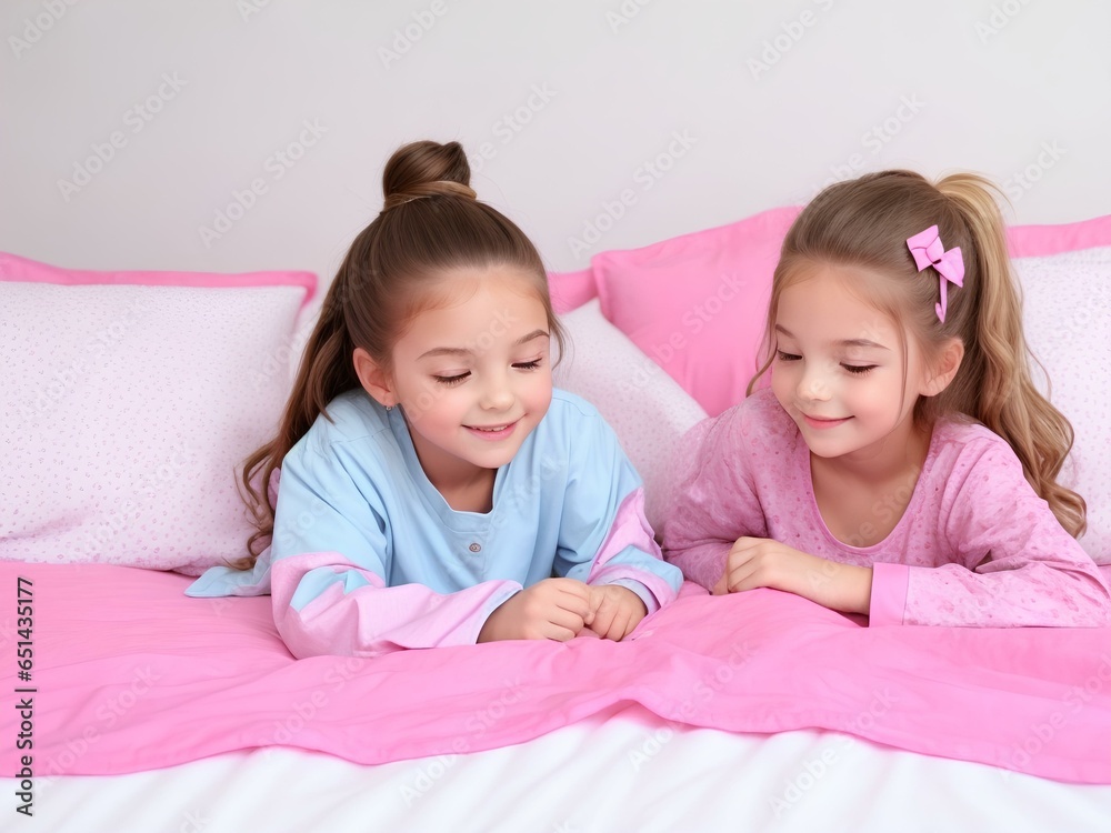 Sisters playing with their toys Sisters playing with their toys