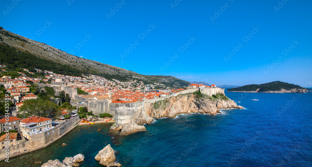 View of the Old City of of Dubrovnik, Croatia, as Seen from St Lawrence Fortress (Lovrijenac), with the Island Lokrum