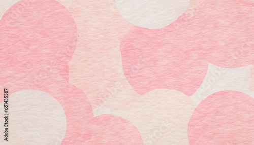 和紙テクスチャのピンクと白の丸が重なった背景イラスト