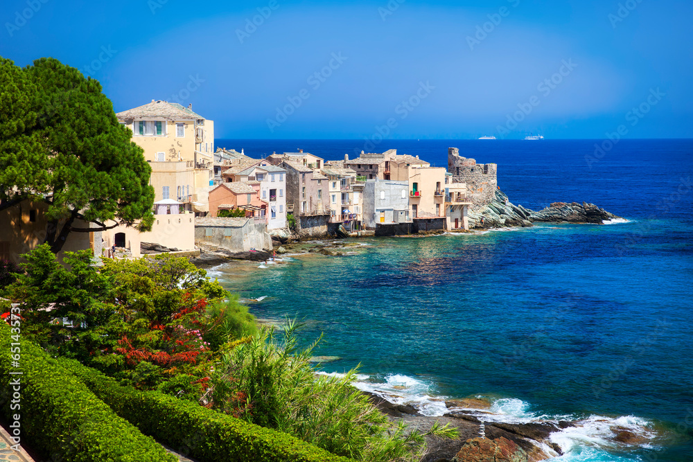 Approaching the Beautiful and Charming Coastal Village of Erbalunga on Corsica, France