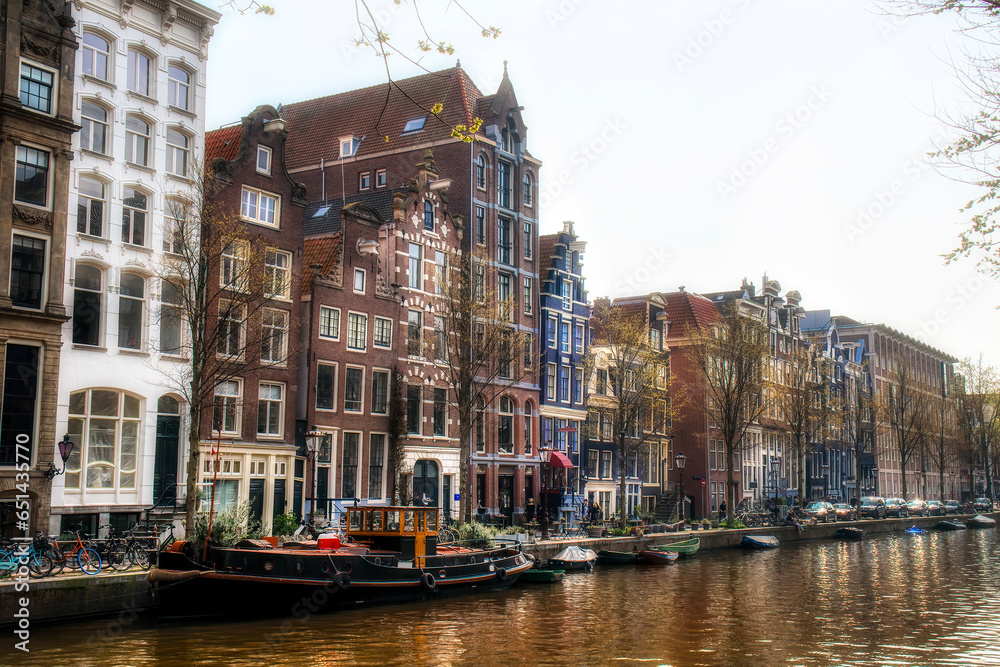 Typical Houses by the Herengracht Canal, near the Golden Bend, Amsterdam, Holland