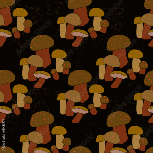  Mushrooms.Pattern.Image на белом и цветном background.Vector.Seamless pattern.