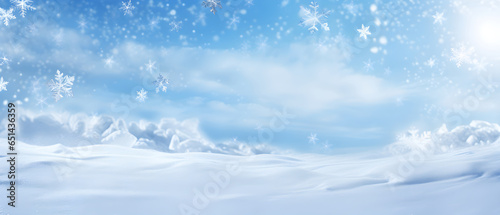 Winter background, Fairytale snowy forest, Christmas card template, Generative AI