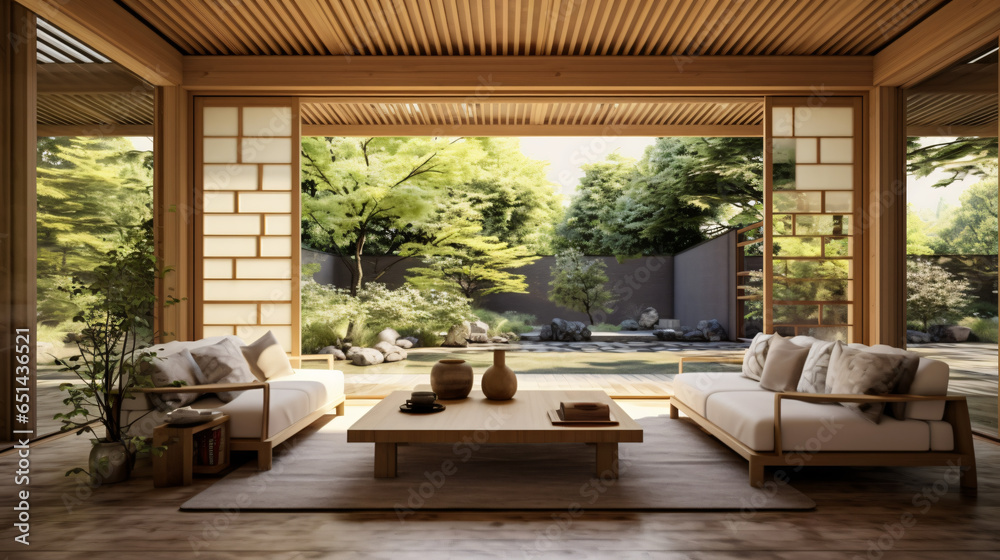 Traditional Japanese house with a beautiful garden