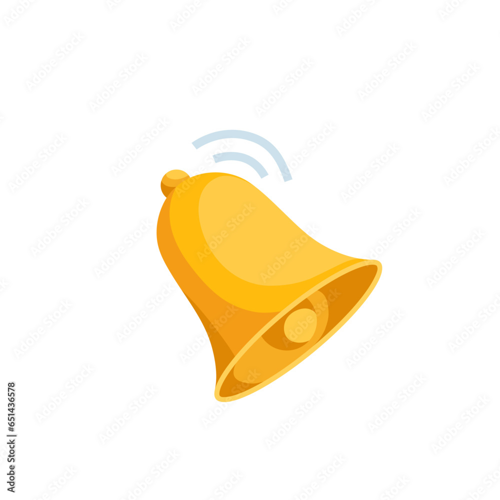 isometric bell, in color on a white background, alert or reminder