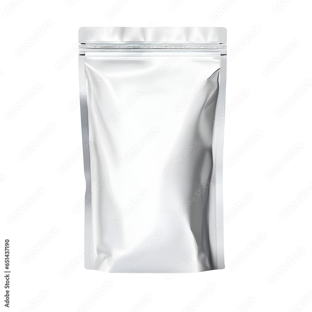 Blank Foil Food Or Drink Bag Packaging with valve and seal Foil plastic pouch bag Packaging mockup