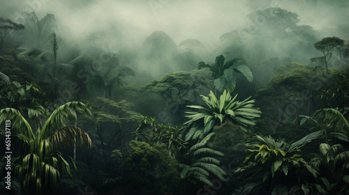 Tropical trees and leaves wallpaper