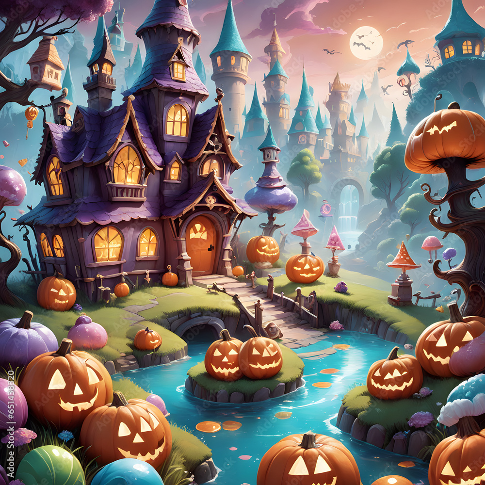 Trick-or-treaters stumble upon a whimsical candy kingdom and must navigate through its sugary landscapes to escape