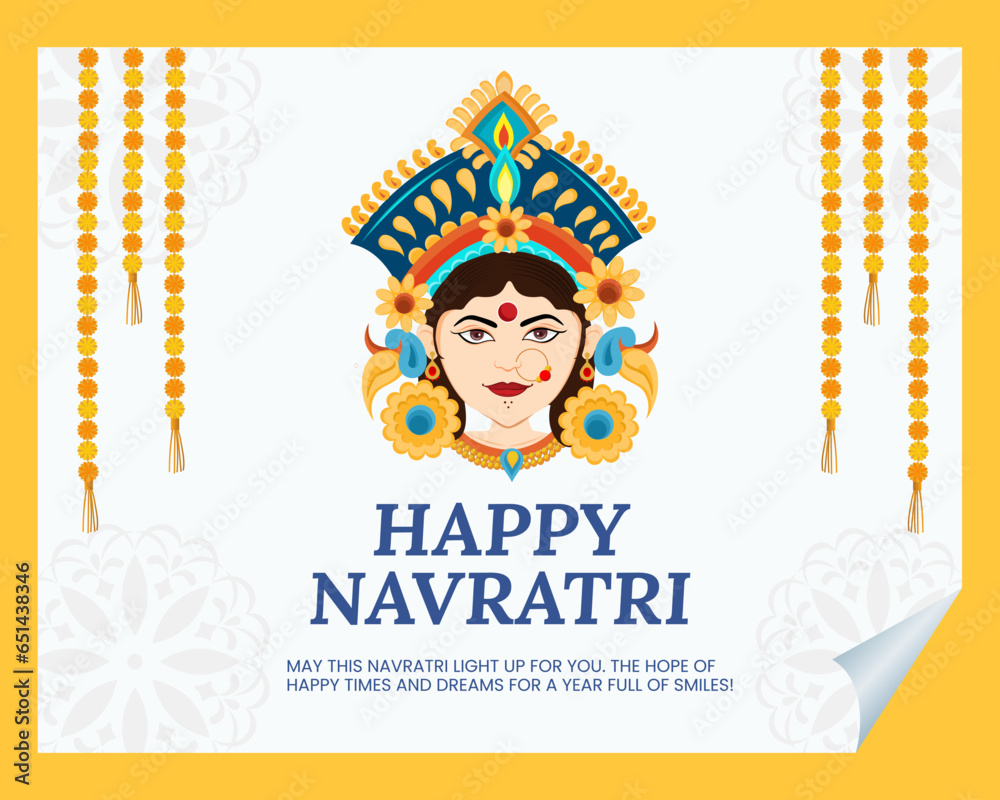 Indian God Durga in Happy Durga Puja Subh Navratri wishes greeting card. Indian God Durga in Happy Durga Puja Subh Navratri wishes greeting card.