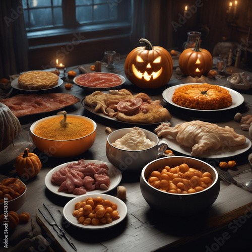 halloween food in dinner table 