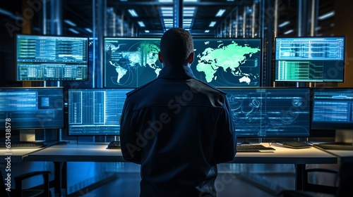 focused cybersecurity expert monitoring network operations center, cyber awareness training